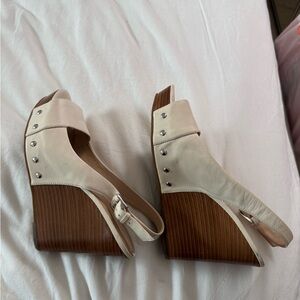 Via Spiga Beige Wedge Sandals